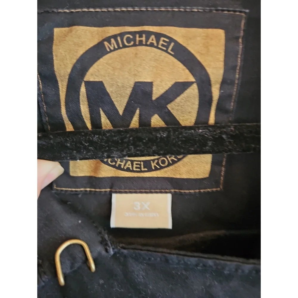 Michael Kors Women's Trench Coat 3X Black Double Breasted Plus Size Belt Missing
